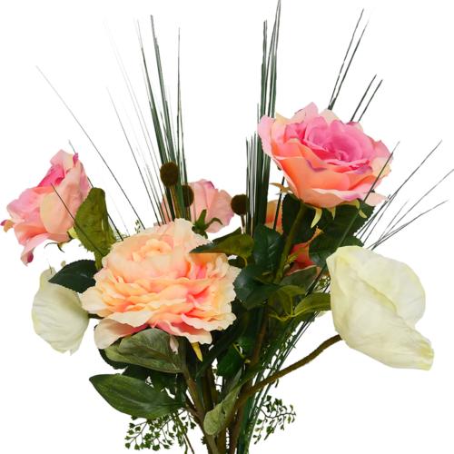 Bouquet artificiel création fleuriste H 70 cm rose sentimental