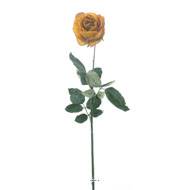 Rose Joy artificielle H 64 cm 1 tete D 7 cm 3 feuilles effet texturé Orange-Vert
