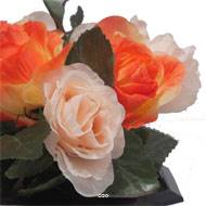Bac carré fleurs artificielles Rose et lierre Orange pour la Toussaint
