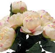 Pot Cône de Pivoines fleurs artificielles pour le cimetière H 37 cm D 30 cm Crème