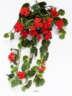 Geranium artificiel en piquet 80 cm D 30 cm 16 têtes belles feuilles anti UV Rouge