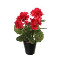 Pot de géranium artificiel, 5 têtes, H 31 cm, D 17 cm Rose beauty