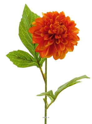 Fleur artificielle Dahlia H 48 cm – Une fausse fleur au réalisme saisissant Orange