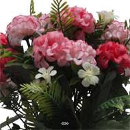 Pot Cone pour le cimetière de fleurs artificielles de Zinnias Rose fushia pour la Toussaint