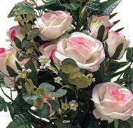 Pot Cône de Roses fleurs artificielles pour le cimetière H 57 cm D 38 cm Rose pâle