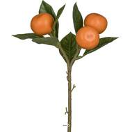 Branche artificielle de 3 mandarines avec feuillage H 28 cm L 16 cm