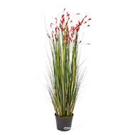 Graminee Herbe de Bambou fleurie artificielle H 120 cm Rouge