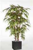 Bambou artificiel H 180 cm 1360 feuilles cannes moyennes en pot