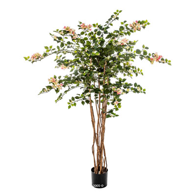 Bougainvillier artificiel tronc bois H 150 cm D 70 cm Creme Rose 