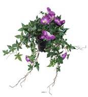 Ipome liseron factice retombant en pot H40cm fleurs Mauve violet