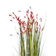 Graminee Herbe de Bambou fleurie artificielle H 120 cm Rouge