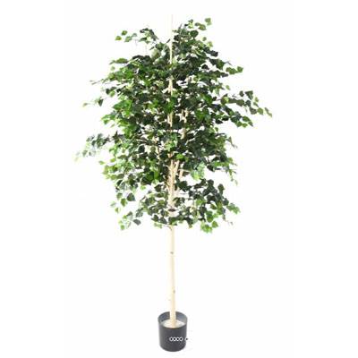 Bouleau artificiel en pot, H 210 cm, D 105 cm, feuillage vert