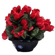 Vasque de fleurs artificielles cimetière cyclamens Rouge