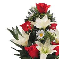 Jardinière fleurs artificielles pour le cimetière lys et roses Rouge-blanc