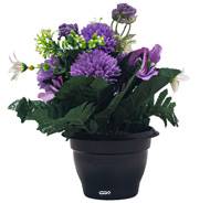 Pot de Chrysantheme, pensée et mini fleurs artificiels pour la Toussaint Lavande