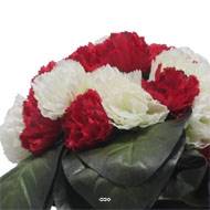 Bac carré fleurs artificielles œillets pour la Toussaint Rouge-blanc 751