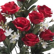 Jardinière fleurs artificielles Rose et Mini fleurs Rouge pour la Toussaint