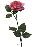 Rose factice Paris H64cm tête D9cm 12 feuille tissu Rose soutenu BEST