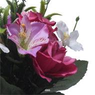 Pot Boule Béton pour Tombe de Rose, Alstromeria, et Orchidées Rose fushia artificiels - Toussaint