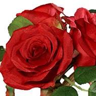 Adorable petit bouquet de fausses roses 3 têtes H 17 cm Rouge