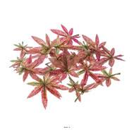 Feuilles d'erable artificielles en tissu Vertes et roses assorties 24 pcs