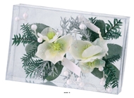 Composition Sapin et fleurs neige de nol 2 pcs par box 16cm factice