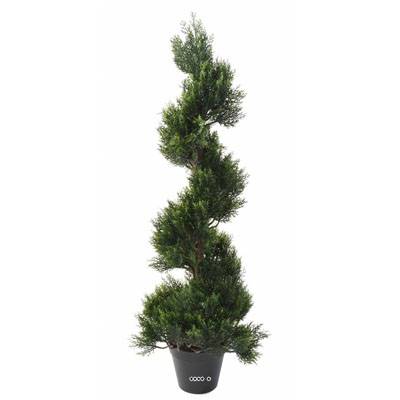 Cyprès artificiel en pot pour extérieur forme spirale H 125 cm
