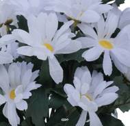 Composition fleurs artificielles cimetière vasque marguerites H27 cm D27 cm Blanc