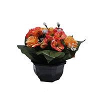 Fleurs artificielles cimetière roses, pensées et mini fleurs en coupe D 30 cm Orange