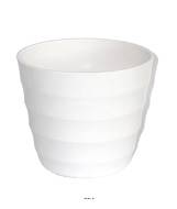 Pot en plastique blanc brillant cache pot H14 cm D16,50 cm Blanc neige