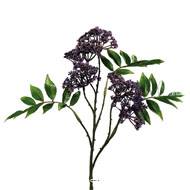 Branchage Sureau piquet fleuri factice H78cm 5ttes dense Mauve violet