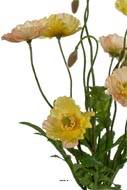 Pavots Coquelicots artificiels en piquet 7 fleurs H35 cm D25 cm Jaune