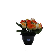 Composition de fleurs artificielles pour cimetière pot roses H 25 cm D 20 cm Jaune