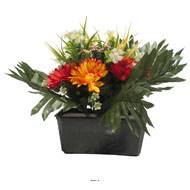 Jardinière fleurs artificielles pour les tombes gerbera et Mini fleurs Rouge