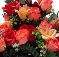 Devant de tombe pot Béton fleurs artificielles pour le cimetière H 45 cm Lg 54 cm Rouge