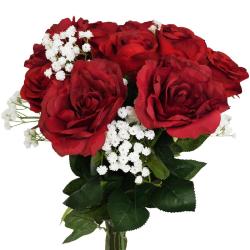Bouquet artificiel cration fleuriste rouge amour x15 roses H 75 cm