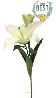 Lys commun artificiel, 2 fleurs, H 74 cm Crème - BEST