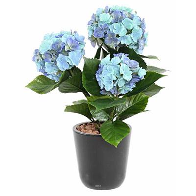 Hortensia artificiel 3 têtes en piquet pour extérieur H 45 cm Lavande