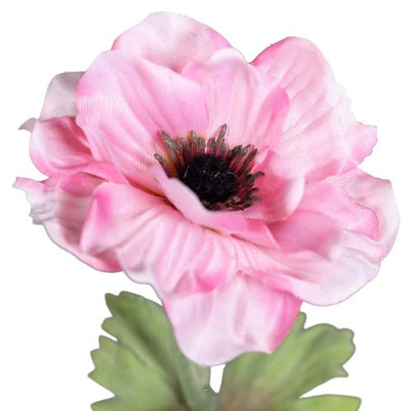 Anémone artificielle en tige H 35 cm superbe tete lumineuse Rose beauty