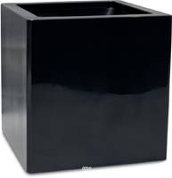 Bac fibres de verre robuste et revtement gelcoat qualit marine 50 x 50 cm H 50 cm Ext. cube noir glossy