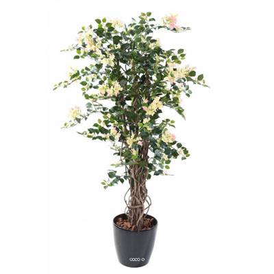 Bougainvillier artificiel tronc bois H150 cm Crème-Rose