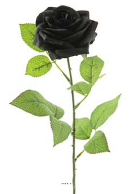 Rose artificielle Paris H 64 cm Superbe tete D 9 cm 12 feuilles en tissu - BEST Noir
