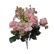 Bouquet de mini fleurs artificielles et roses H 33 cm Rose pâle