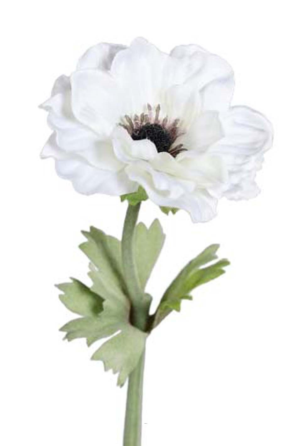 Anémone artificielle en tige H 35 cm superbe tete lumineuse Blanc neige