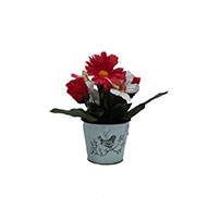 Composition fleurs artificielles cimetire gerberas et roses en pot dco H 25 cm D 20 cm Rouge