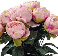 Pot Cône de Pivoines fleurs artificielles pour le cimetière H 37 cm D 30 cm Rose