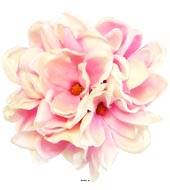 Bouquet de magnolias artificiels 7 ttes Hauteur 24 cm Rose-crme