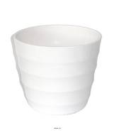 Pot en plastique blanc brillant cache pot H14 cm D16,50 cm Blanc neige