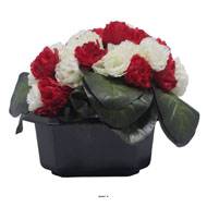 Bac carré fleurs artificielles œillets pour la Toussaint Rouge-blanc 751