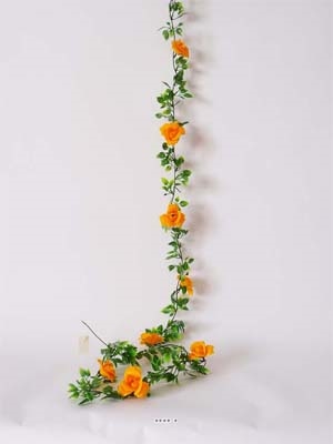 Guirlande de 8 Roses artificielles Jaune plastique L 180 cm